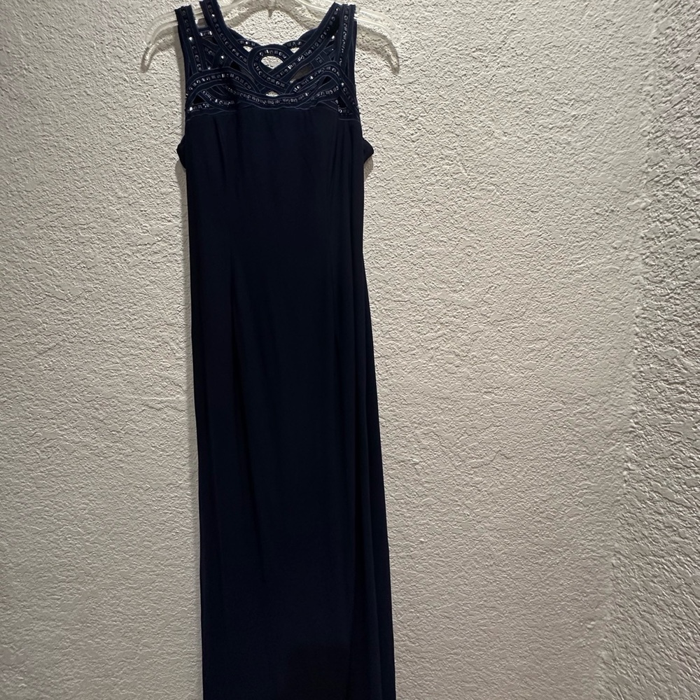 SLNY Black Halter Sheath Maxi Dress